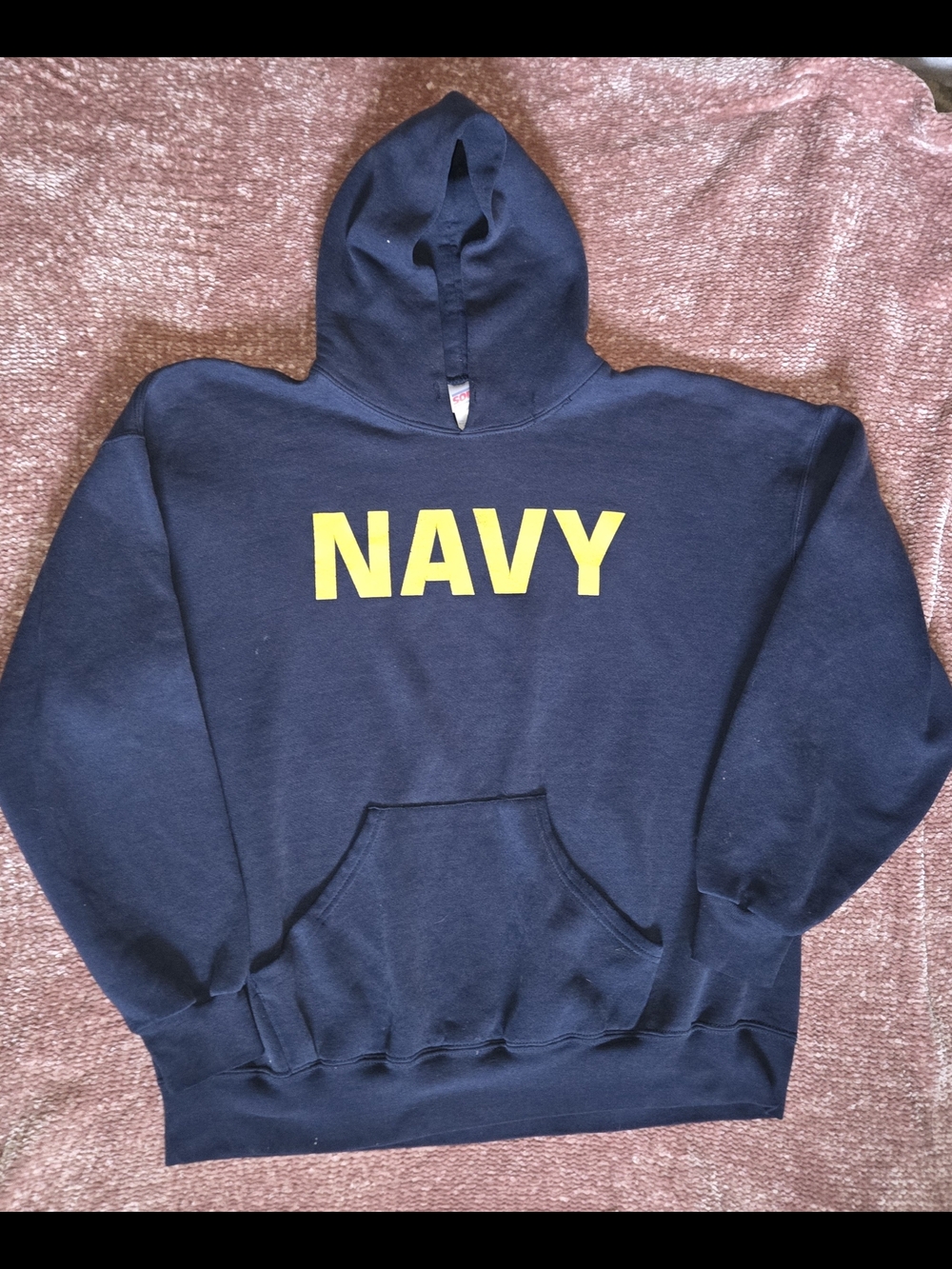 Soffe Navy Hoodie with Yellow NAVY Print